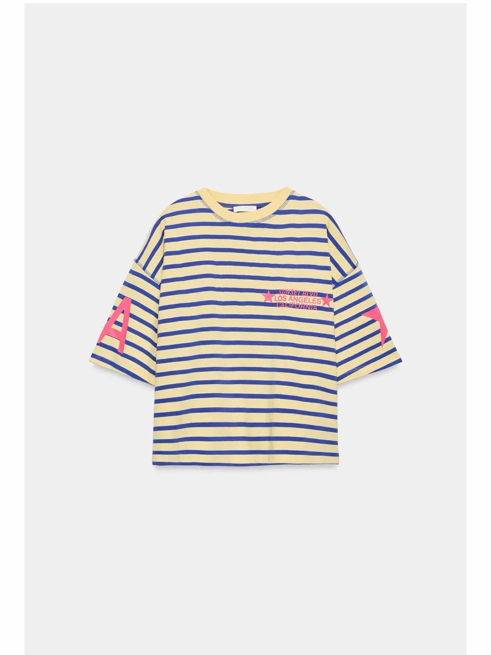 Striped T-Shirt with Pink Accent
